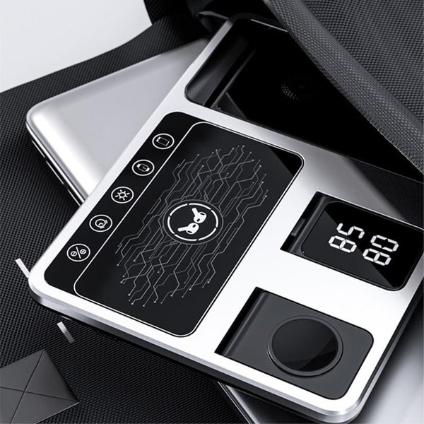 4 IN 1 WIRELESS CHARGER FOLDING PORTABLE CHARGING STATION With ELECTRIC LIFT & DIGITAL DISPLAY