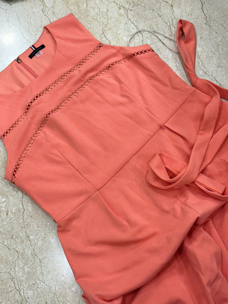 Circle Trim Pink Crepe Jumpsuit for Effortless Elegance