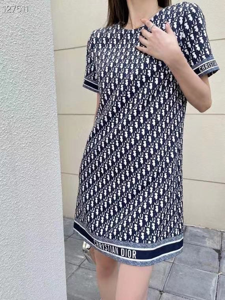 New All Over Brand Printed A-line Dress For Women