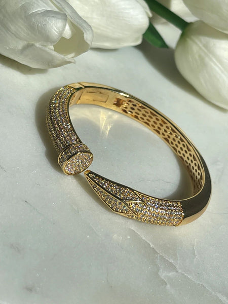 Gold  Just a  Nail Bracelet with With Ring