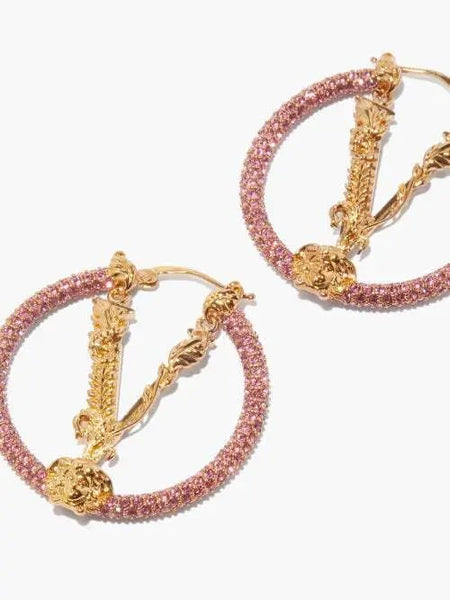 Premium Virtus Crystal Embellished Hoop Earrings