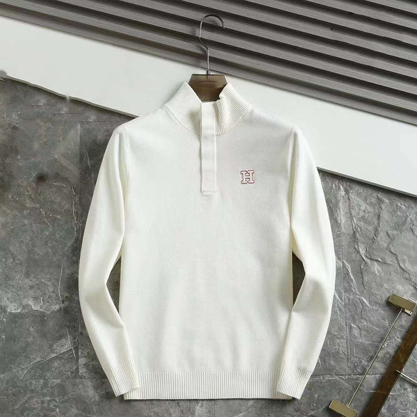 Premium Solid Color Logo-Patched Pullover
