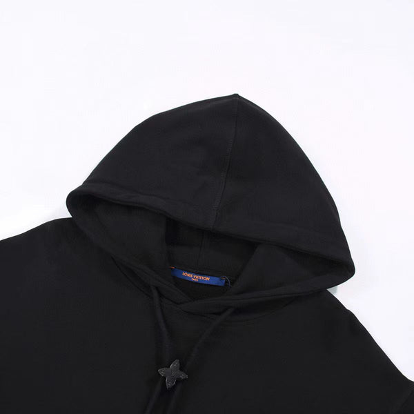 Branded Drawstring Hoodie In Black