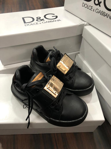 Kids Leather Portofino Buckle Sneakers