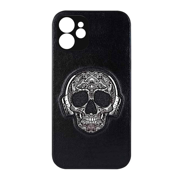 Skull Leather Back Case Cover for Apple iPhone - Black