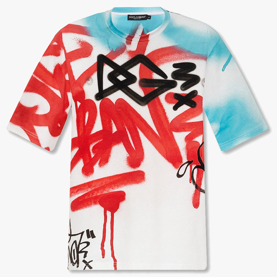 Off-white Graffiti-print Short-sleeved Shirt In Multicoloured