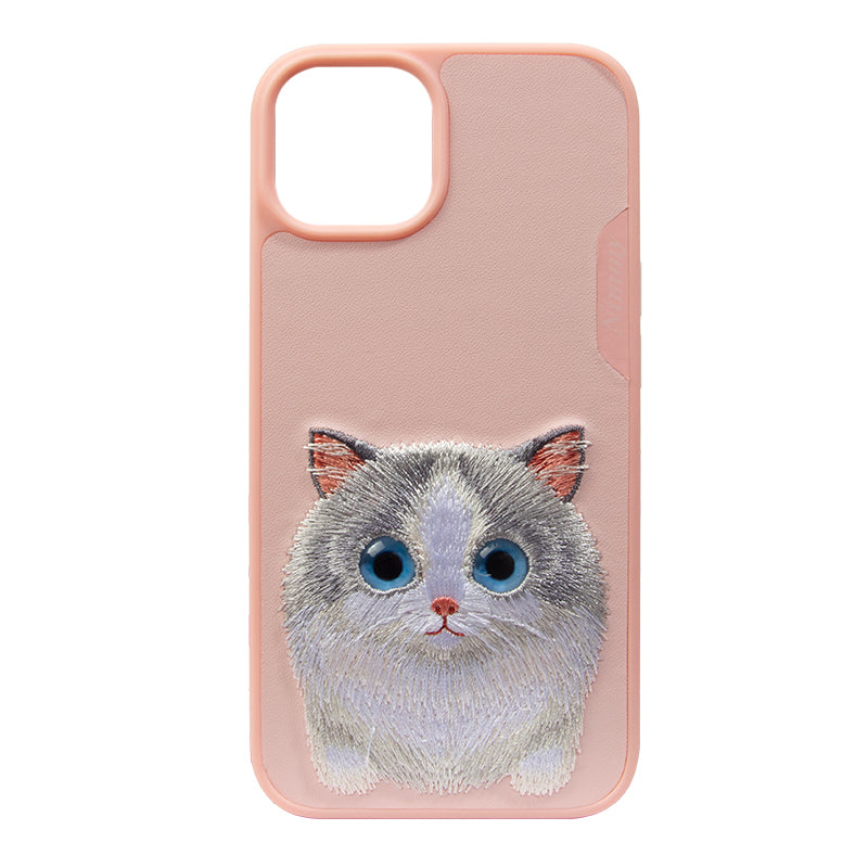 Nimmy 3D Embroided Cat Back Case Cover for Apple iPhone Pink