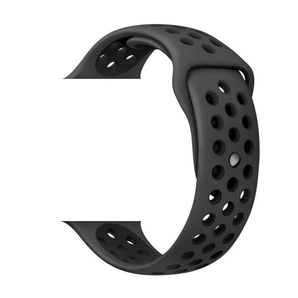 Silicone Sports Watch Strap for Apple Watch Series 5/4/3/2/1 (Charcoal Black Air Hole)