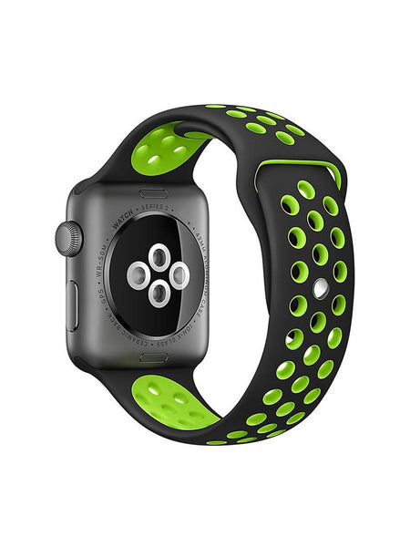 Silicone Sports Watch Strap for Apple Watch Series 5/4/3/2/1(Black and Green)