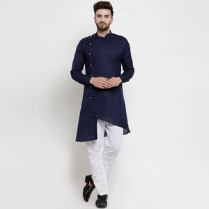 blue kurta with Aligarh Pajama for men