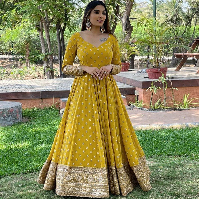 Heavy Designer Embroidered Work Gown Suit