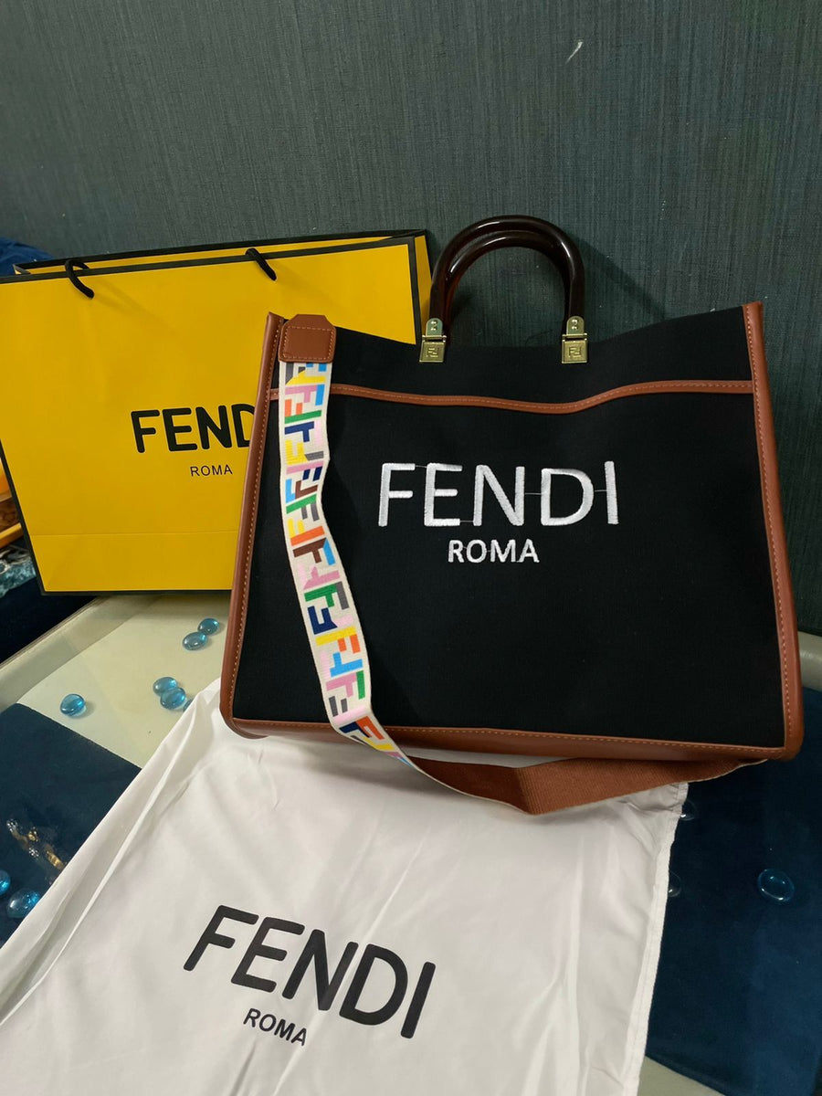 Fendi Men's Ff-logo Canvas Tote Bag