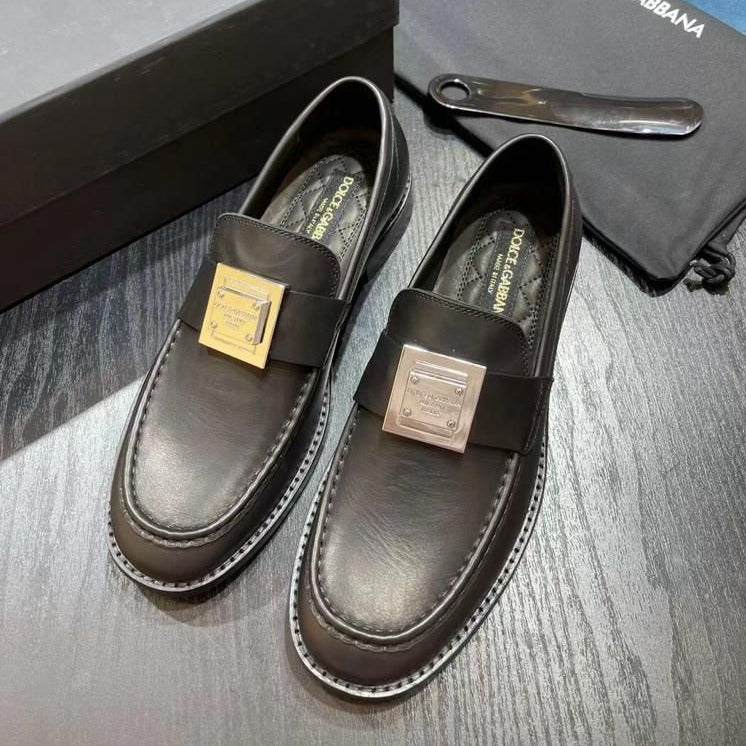 Louis Vuitton Mens Black Loafer Buckle Dress Shoes