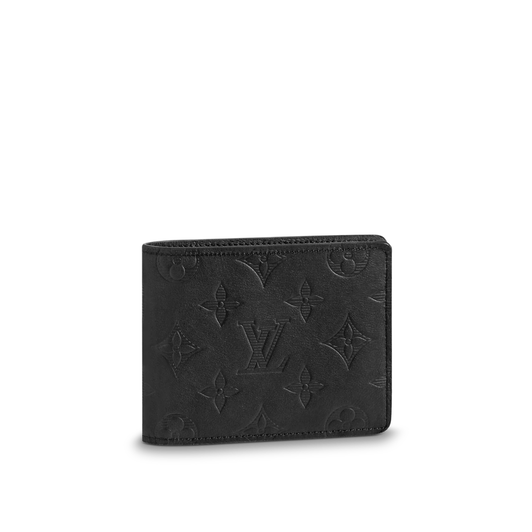 LOUIS VUITTON Calfskin Monogram Shadow Multiple Wallet Black