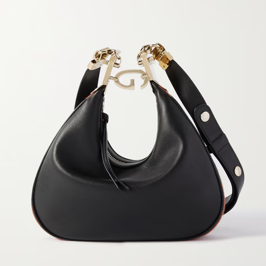 Attache small leather-trimmed printed coated-canvas shoulder bag