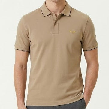 Premium Beige Polo T-Shirt with  Brand Logo