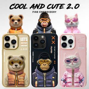 Nimmy Cool & Cute Series Embroidery Leather Case for iPhone 15 Series