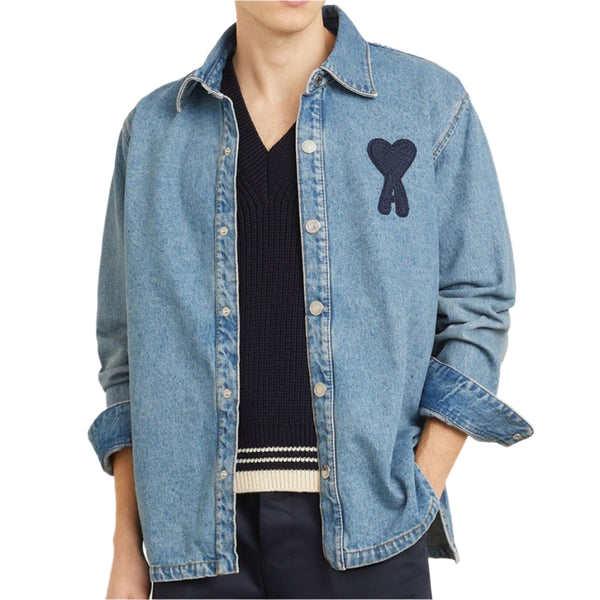 Timeless Heart Patch Denim Shirt – Vintage Cool with a Modern Twist