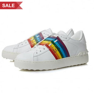 Women's Rainbow Colour Open Low Top Sneakers White