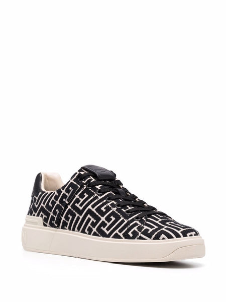 Premium B-Court Monogram-Pattern Sneakers