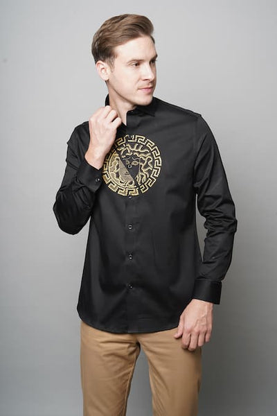 Imported Embroidered Logo  Black Shirt