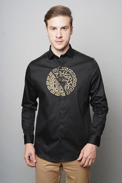 Imported Embroidered Logo  Black Shirt