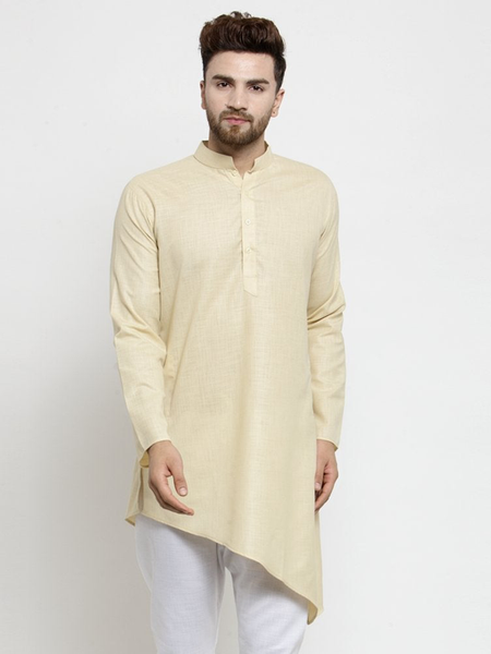 Designer Beige Linen Kurta  For Men By Visach