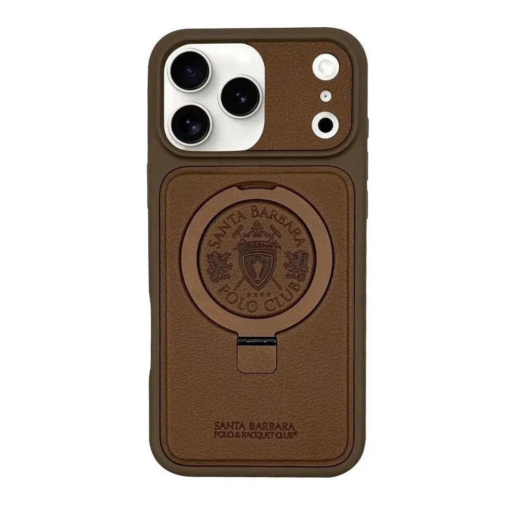 Santa Barbara Primo Series Magnetic Ring Kickstand Leather Case for iPhone 17 Series