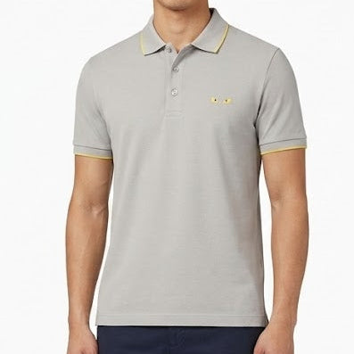 Luxury Grey Polo T-Shirt with Signature Detail Smart Casual Style