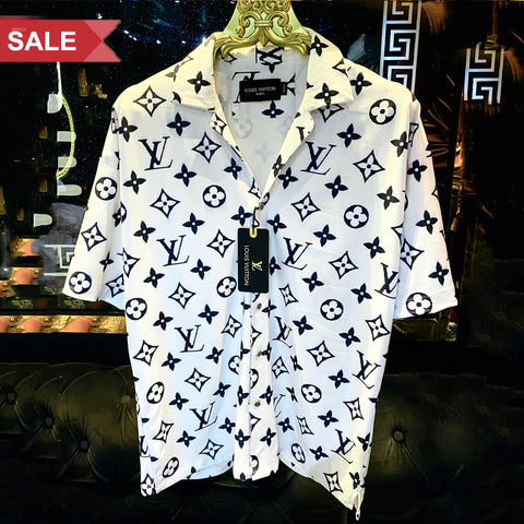 Premium Logo Printed  Drop Shoulder Shirt With Cuban Collar