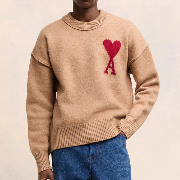 Premium Round Knit Heart Logo Sweater