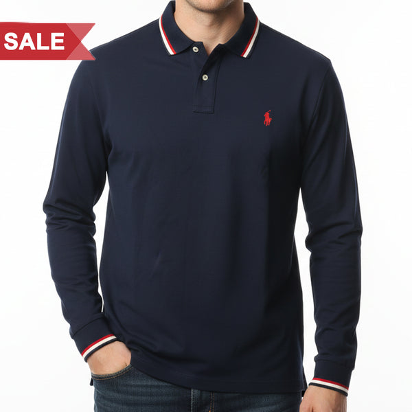Logo Embroidered Long Sleeve Polo Shirt