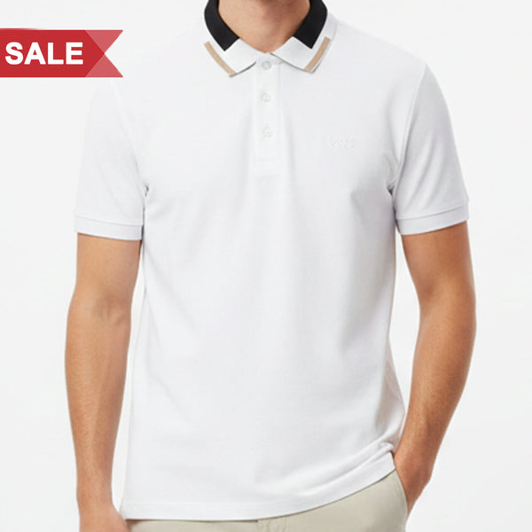 Men’s Premium White Polo T-Shirt – Contrast Collar Design