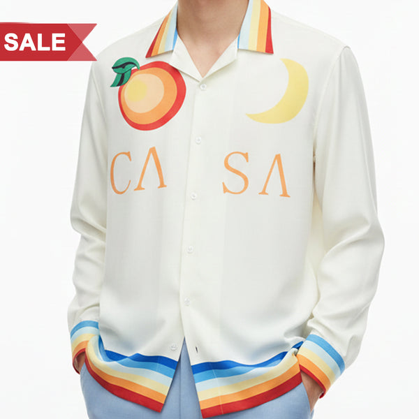 Luxury Artistic Print Shirt Rainbow Collar Statement Design