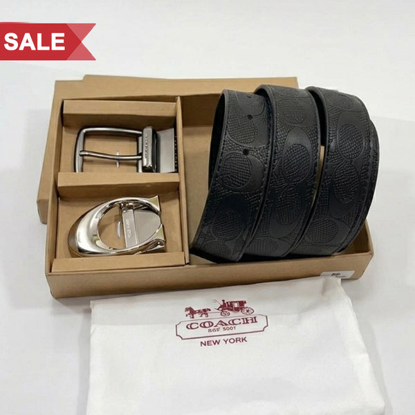 Premium Men’s Leather Belt Gift Set with Dual Buckles