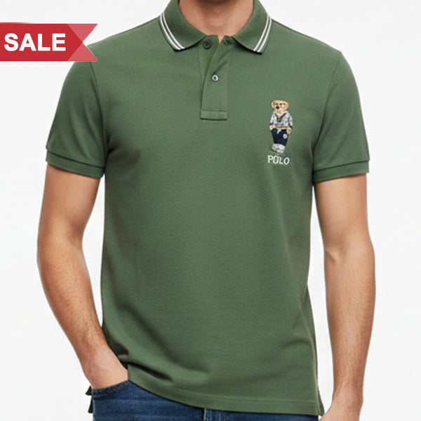 Premium Green Polo Bear Classic Polo Shirt  Premium Casual Style