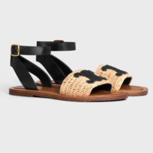 Luxury Raffia Flat  Strap  Sandal