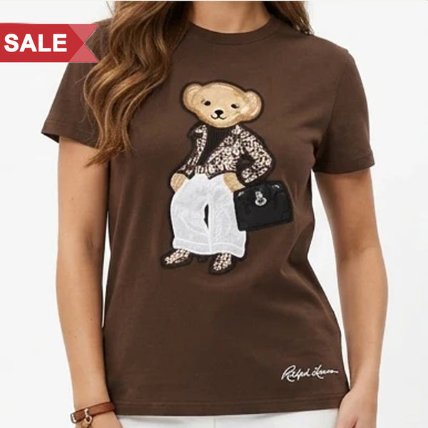 Stylish Teddy Bear Embroidered T-Shirt Collection for Women