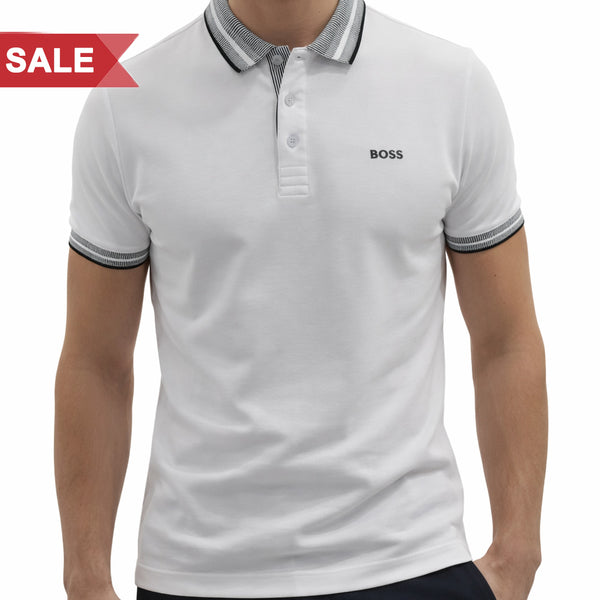 Men’s Classic White Polo T-Shirt with Contrast Collar & Sleeve Trim