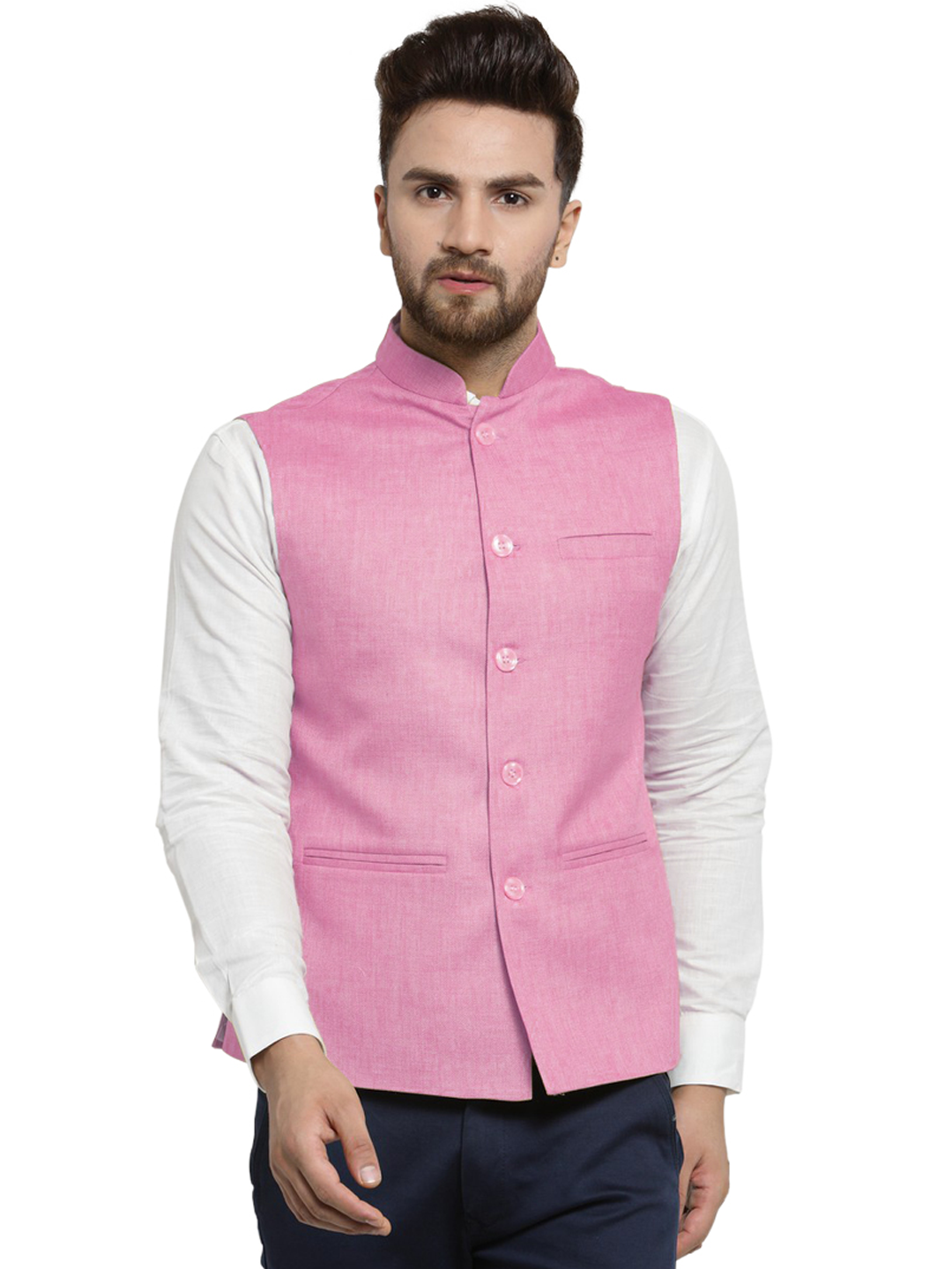 Treemoda Baby Pink Nehru jacket For Men Stylish Latest Design Suitable for Ethnic Wear/Wedding Wear/ Formal Wear/Casual Wear