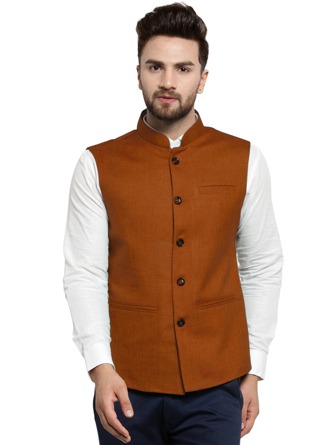 Treemoda Brown Nehru jacket For Men Stylish Latest Design Suitable for Ethnic Wear/Wedding Wear/ Formal Wear/Casual Wear