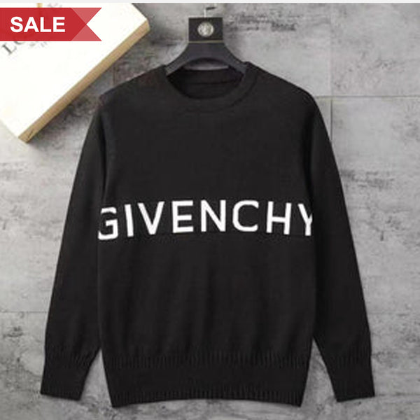 Branded Black Cotton Knit Pullover