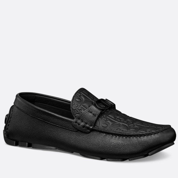 Men Premium Black Embossed Leather Loafers