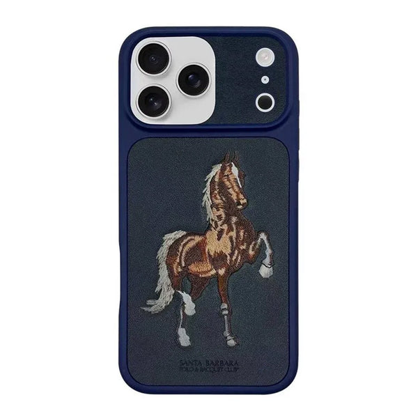 Santa Barbara Boris Series Embroided Horse Leather Case for iPhone 17 Series