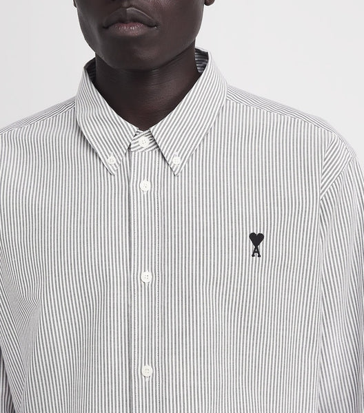 Luxury Black & White Striped Branded Shirt Smart Casual Classic