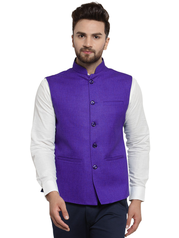 Treemoda Violet Nehru jacket For Men Stylish Latest Design Suitable for Ethnic Wear/Wedding Wear/ Formal Wear/Casual Wear