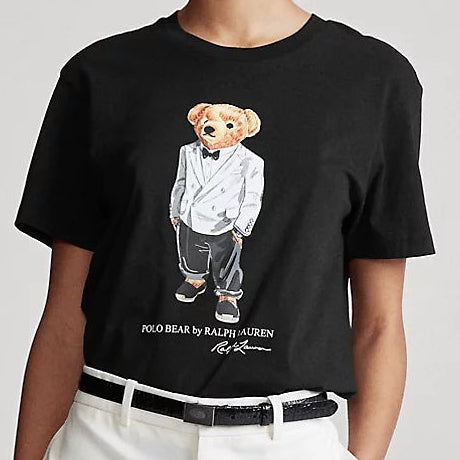 Classic Black Polo Bear Graphic T-Shirt