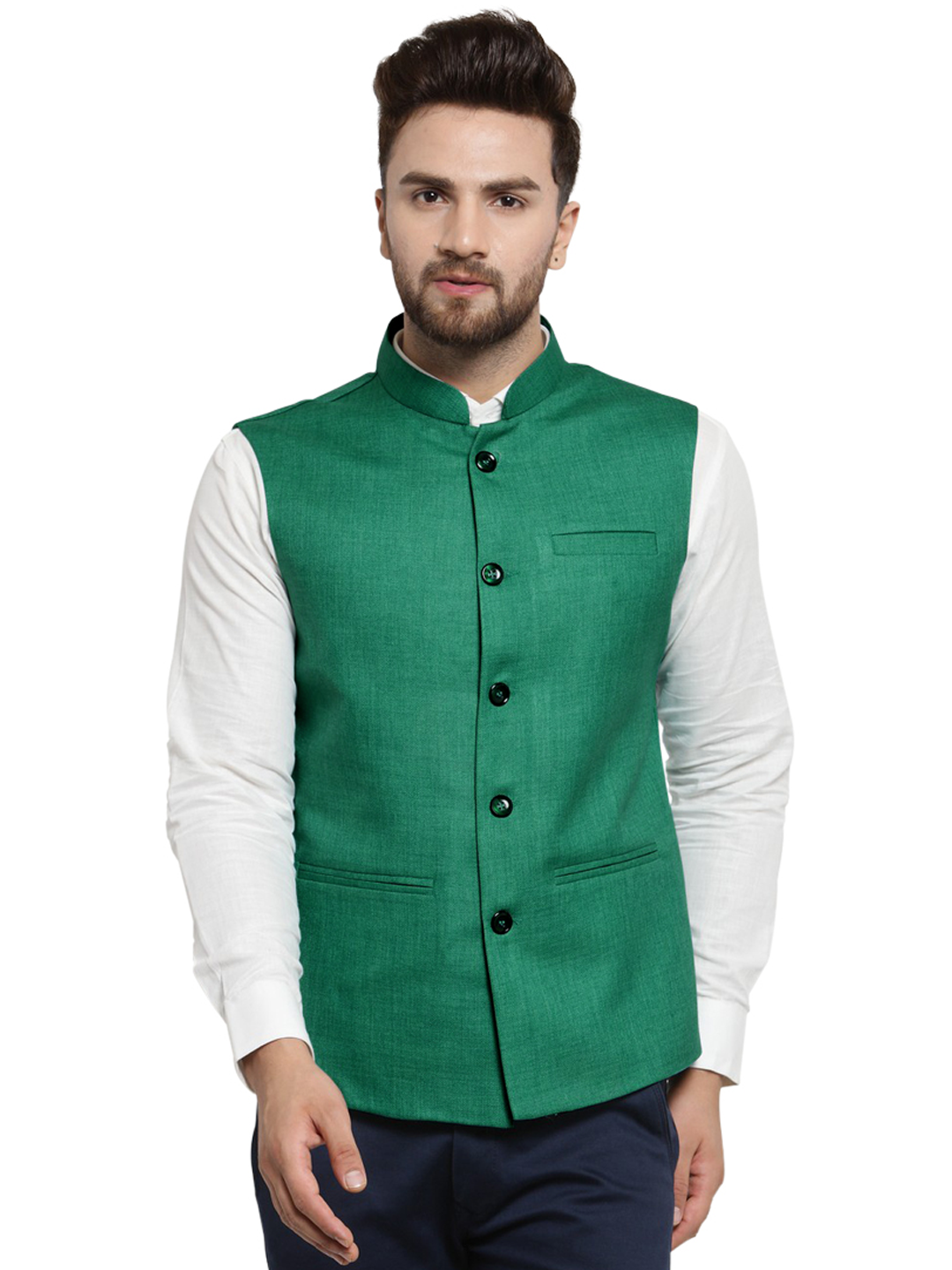 Treemoda Dark Green Nehru jacket For Men Stylish Latest Design Suitable for Ethnic Wear/Wedding Wear/ Formal Wear/Casual Wear