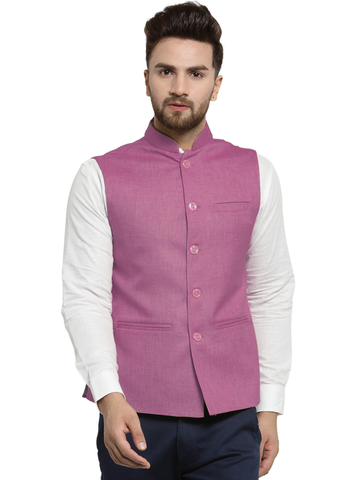 Treemoda Lavender Nehru jacket For Men Stylish Latest Design Suitable for Ethnic Wear/Wedding Wear/ Formal Wear/Casual Wear