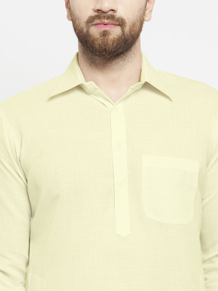 Designer Cream Pathani Lenin Kurta with Pants for a Royal look by TREEMODA